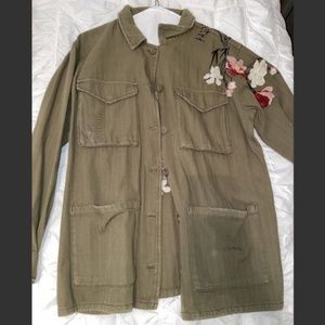 Cherry Blossom Embroidered Utility Jacket